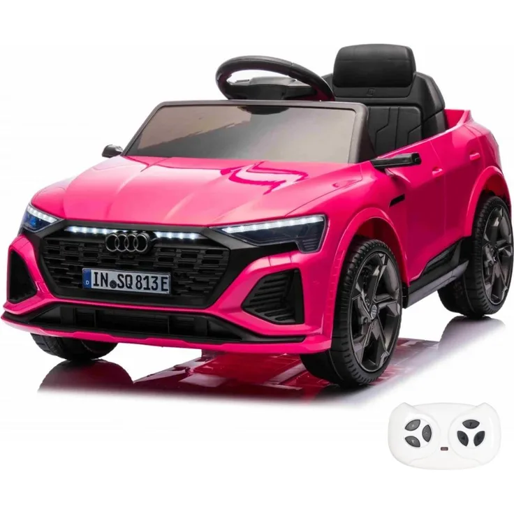 Vrooomy Audi SQ8 e-Tron Kinder Elektroauto 12V mit Fernbedienung, für 1 bis 5 Jahre, rosa, mit Scheinwerfern, MP3-Player und Soft-Start-Funktion