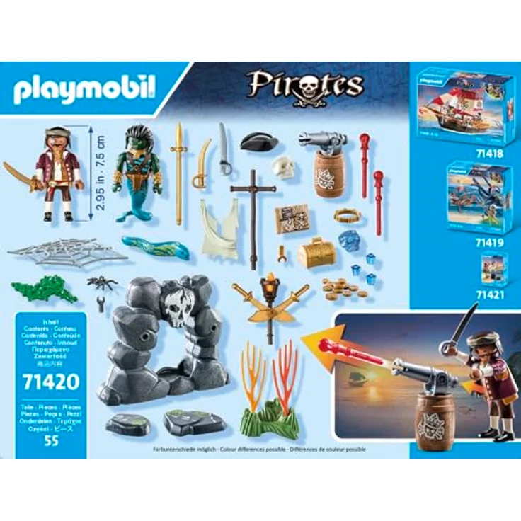 PLAYMOBIL 71420 Schatzsuche Spielset, Piratenabenteuer mit nachleuchtendem Felsversteck und 2 Figuren, Mehrfarbig – Bild 5