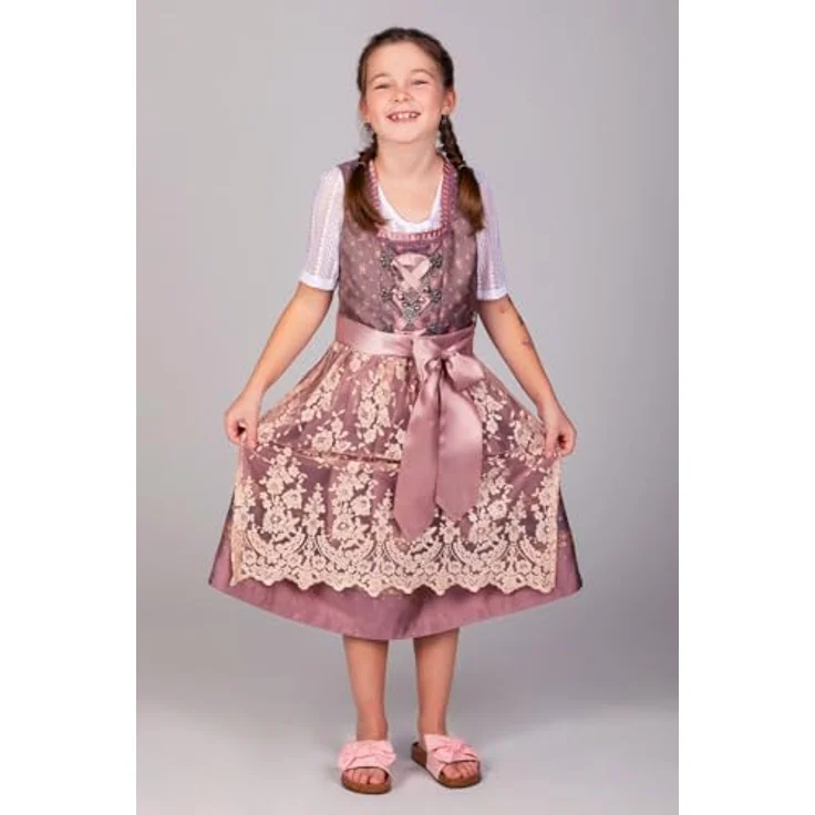 Edelnice Dirndl Madeleine, Trachtenkleid mit handgefertigtem Charivari, gold-rosé - Preisvergleich – Bild 5