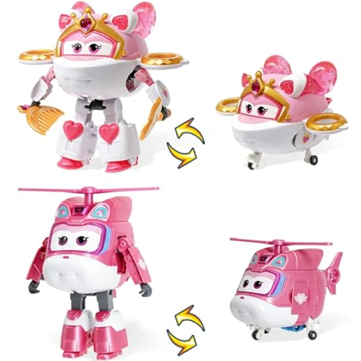 Super Wings Sara & Dizzy, 2-in-1 verwandelbares Spielzeug-Set, 12,7 cm große Actionfiguren, Roboter- und Flugzeugmodus für Kinder ab 3 Jahren – Bild 1