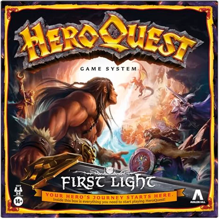 Avalon Hill HeroQuest First Light Game System, Brettspiel mit 10 Quests, 100+ Teilen und 4 Miniaturhelden - Englische Version