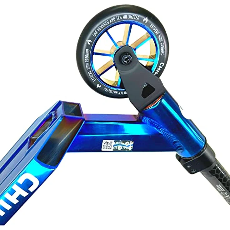 F26 Chilli Pro Rocky V3 Stunt-Scooter mit integriertem Headset in Schwarz/Blauchrome + Fantic26 Griptape – Bild 5