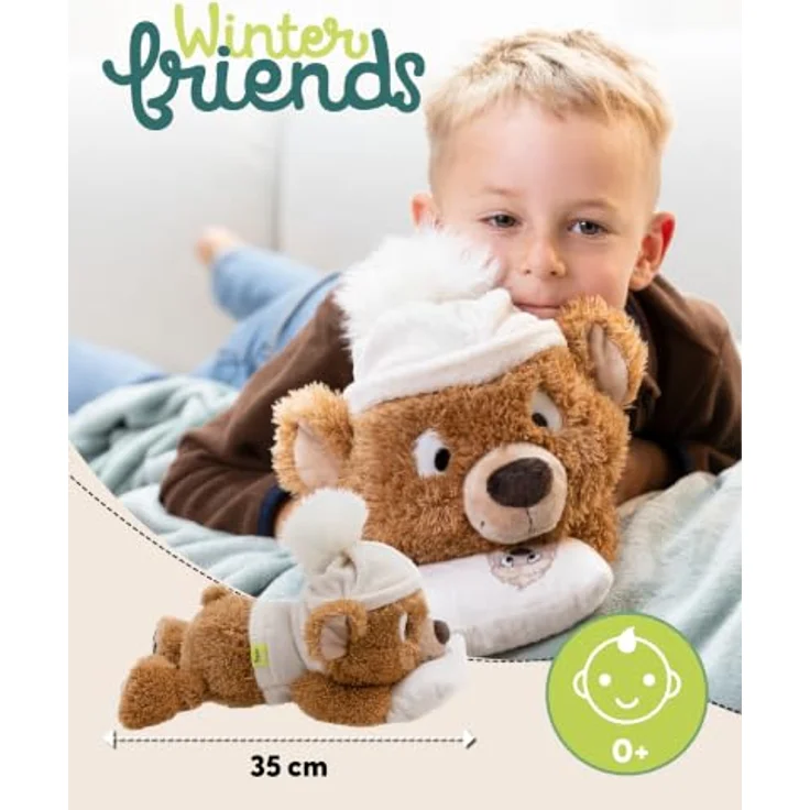 NICI 63238 Plüsch Bär Capiccino, 35cm liegend mit Kissen und Winterpulli in Strickoptik, braun – Bild 2