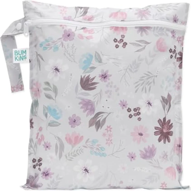 Bumkins wasserdichte Tasche Floral, 30 x 35 cm, für ca. 6 waschbare Windeln, 100% Polyester mit TPU-Beschichtung – Bild 1