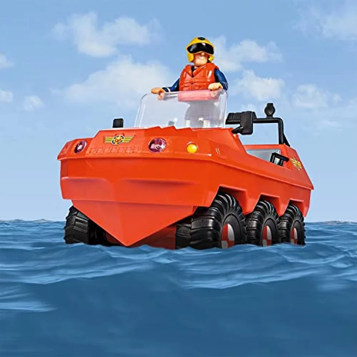 SIMBA Feuerwehrmann Sam Hydrus, Amphibien-Spielzeug-Auto mit 1 Figur und Zubehör, 20 cm – Bild 6