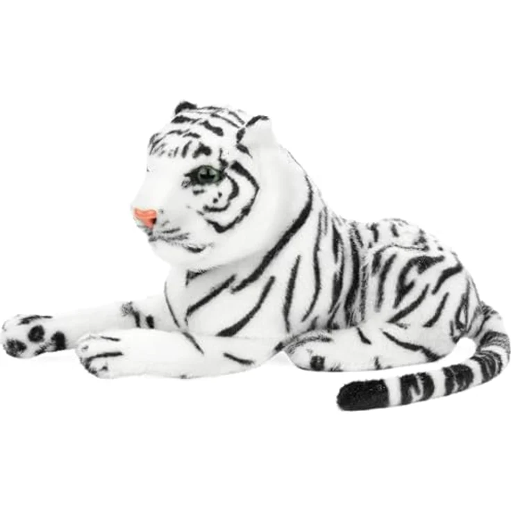BRUBAKER Tiger Kuscheltier - 25 cm Plüsch Stofftier - Baby Plüschtier Liegend - Weiße Kleine Raubkatze - Kinder Spielzeug – Bild 1