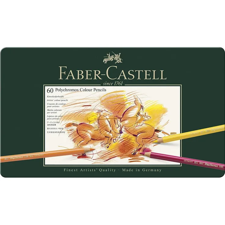 Faber-Castell Polychromos Kreativset, 60er Metalletui mit hochqualitativen Farbstiften, für rauhe Oberflächen geeignet