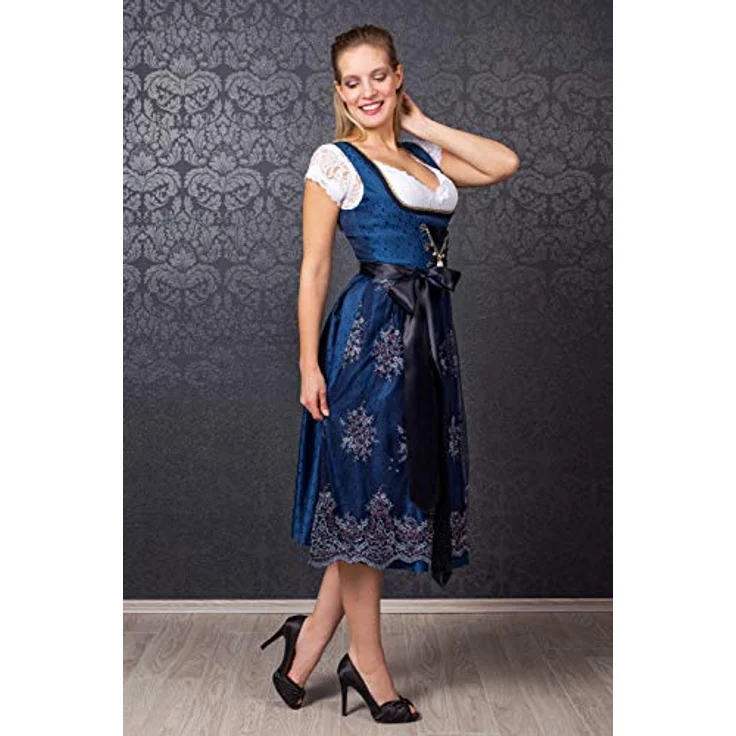 Edelnice Dirndl Josepha, Dirndlkleid in Midi Länge mit Perlen und Pailetten, bordeaux – Bild 5