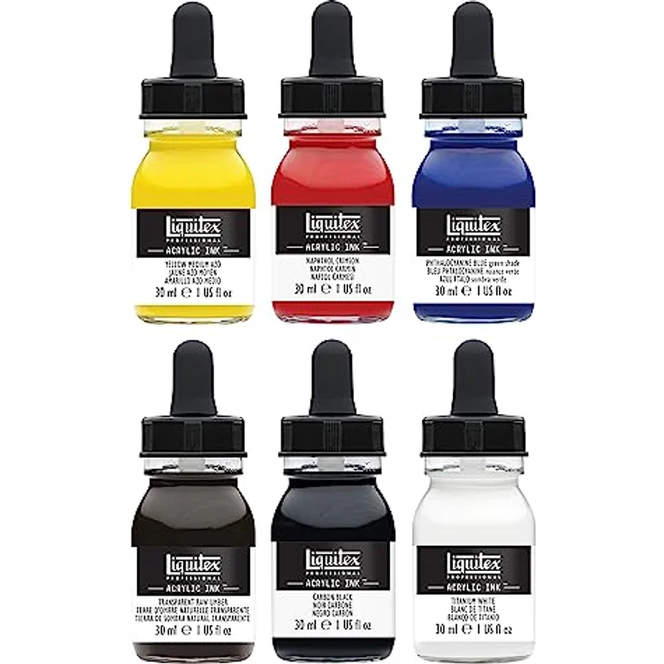 Liquitex Professional Acrylfarben Ink Set, 6 Farben à 30 ml - Hochpigmentierte Tusche für brillante, wasserfeste Ergebnisse – Bild 2