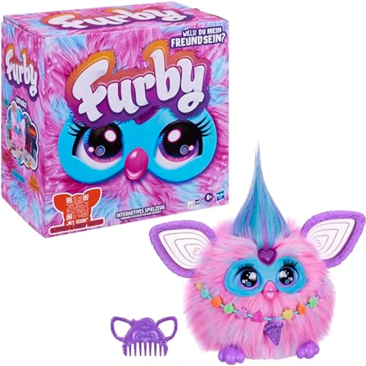 Hasbro Furby Pink, interaktives Plüschtier mit über 600 Reaktionen, 20 cm, rosa & hellblau – Bild 2
