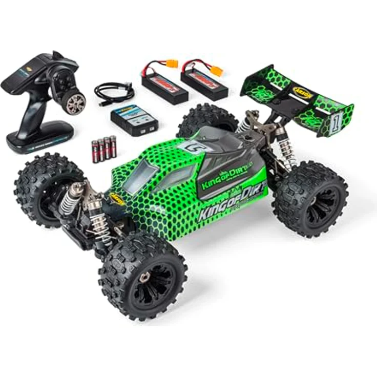 Carson 1:8 King of Dirt Buggy 2.0 RTR - Brushless, 2x Lipo Akkus und Ladegerät in Grün – Bild 2