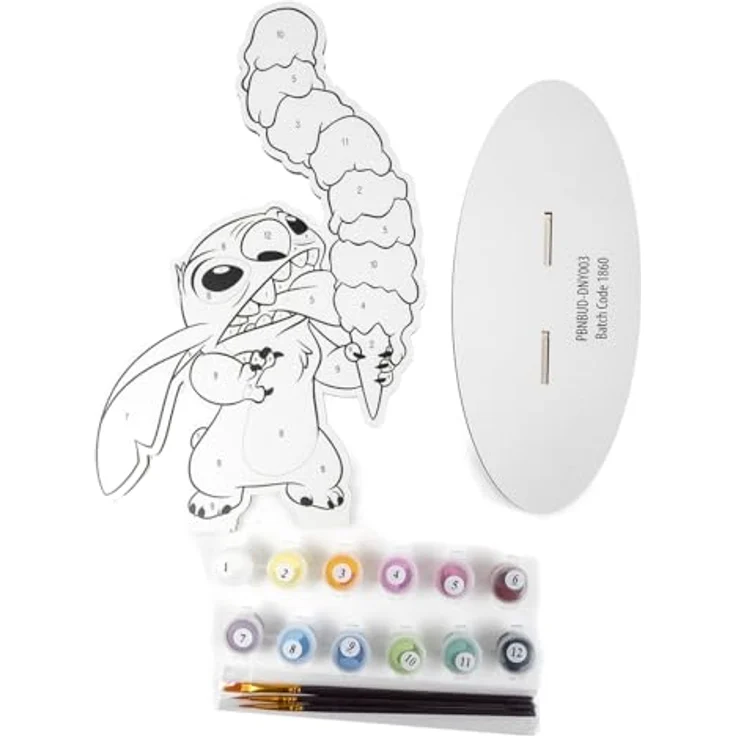 CRYSTAL ART 2D-Figur Stitch zum Bemalen, Set mit Bild, lebendigen Farben und Pinsel, 23 cm hoch, kreatives Bastelset für Kinder – Bild 2
