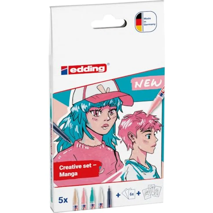 edding Kreativset Creative Set Manga, 15-tlg mit wasserfestem Fineliner und Acrylstiften in lebendigen Farben – Bild 3
