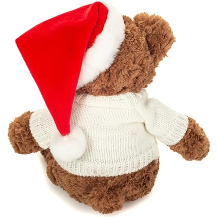Teddy Hermann® Kuscheltier Weihnachtsteddy mit Pullover, 30 cm, braun mit weißem Pullover und roter Weihnachtsmütze – Bild 3