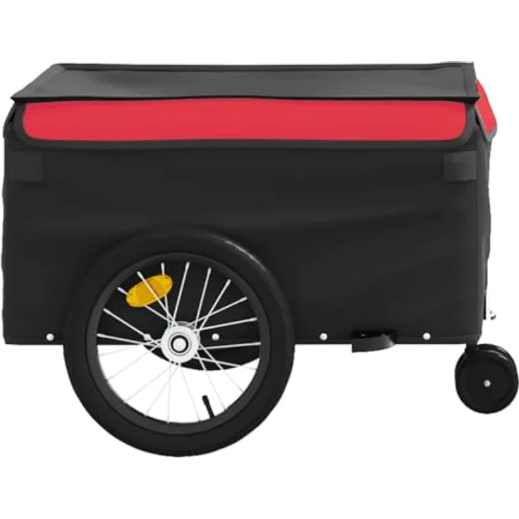 vidaXL Fahrradkinderanhänger Fahrradanhänger Schwarz und Rot 45 kg Eisen, Robustes Material, Praktisches Design, Maximale Tragfähigkeit – Bild 8