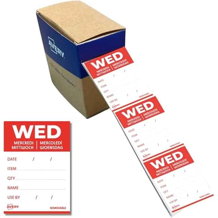 AVERY Zweckform WED Tagesetiketten, weiß, 56,0 x 40,0 mm, 500 Stück, selbstklebend, ablösbar – Bild 1