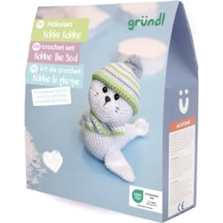 Gründl Häkelset Kuscheltier, Giraffe Gina, Esel Eddy, Robbe Robby, Tiger Timmy, 100% Baumwolle, 70 g in 3 Farben, inklusive Häkelnadel und Strickanleitung – Bild 5