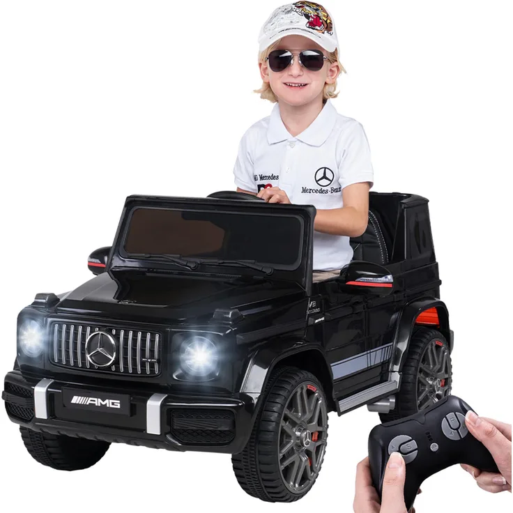 Actionbikes Motors Mercedes AMG G63, Kinder Elektro Auto mit Fernbedienung, Startsound, LED-Scheinwerfer und Bluetooth, Schwarz, für 3–6 Jahre
