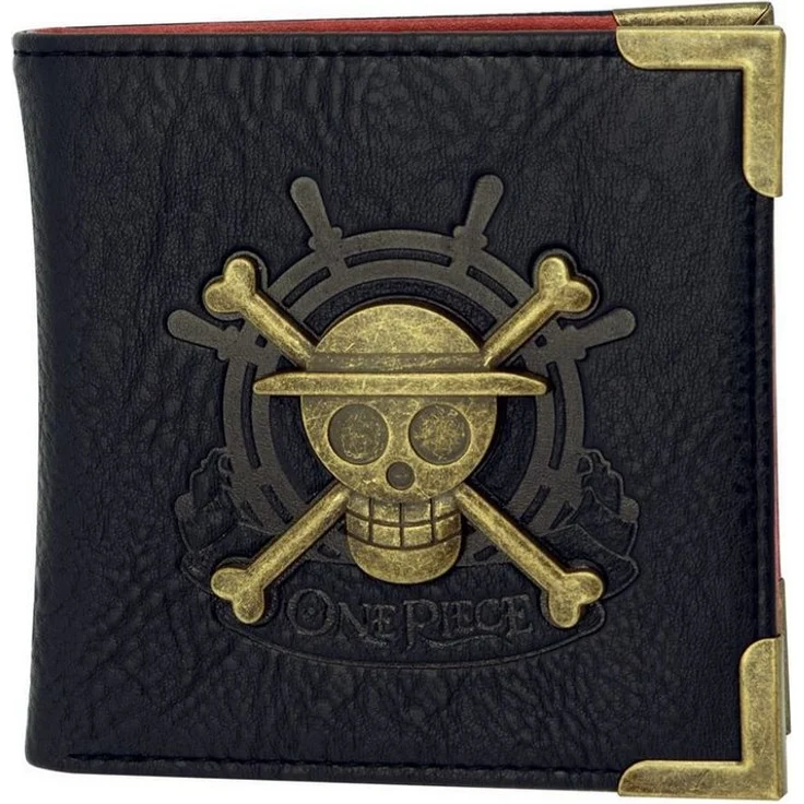 One Piece Anime Geldbeutel Strohhut-Skull, Polyurethan, Schwarz, mit 3D Logo und Münzfach