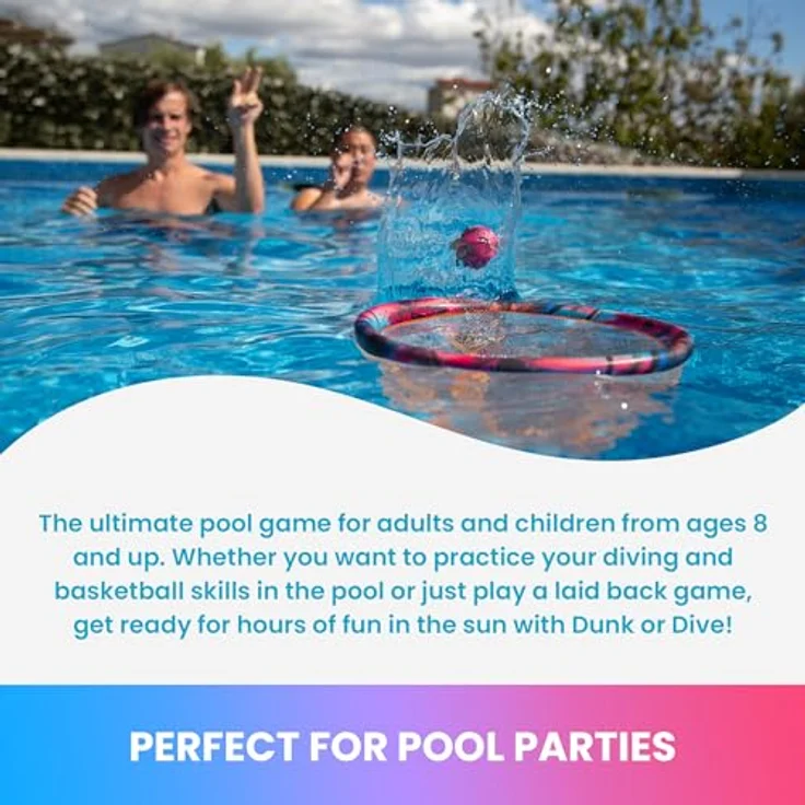 Waboba Dunk or Dive, Pool-Spielzeug-Wurfspiel mit Schwimmring und 4 Tauchbällen für Kinder und Erwachsene ab 8 Jahren – Bild 4