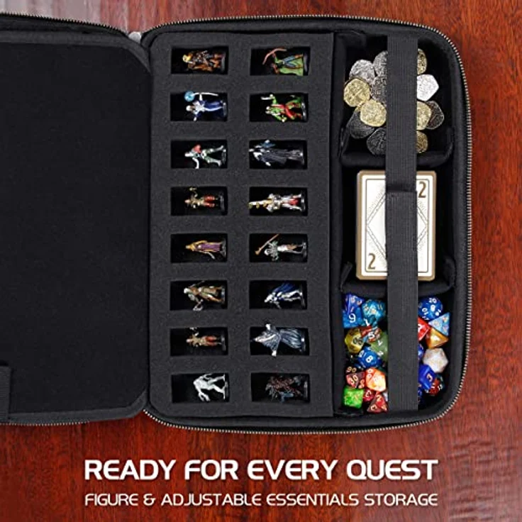 ENHANCE RPG-Organizer-Etui, Sammleredition – DND-Ordner mit Charakterbogenhalter, Würfelrollbereich, herausnehmbarer Stifttasche und Miniatur-Schaumstoffablage, Drachen Grün – Bild 5