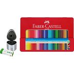 Faber-Castell 112435 - Buntstifte Colour Grip 2001, 36er Metalletui im Malset inklusive Dreifachspitzdose und hochwertigem Radierer