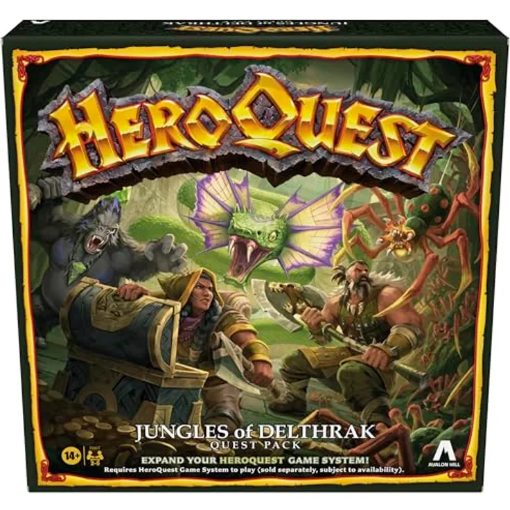 Avalon Hill HeroQuest Jungles of Delthrak Quest Pack, Rollenspiele, ab 14 Jahren, für 2 bis 5 Spieler (Englisch) - 16 spannende Quests, 29 detaillierte Miniaturen, innovative choose-your-own-adventure Mechanik