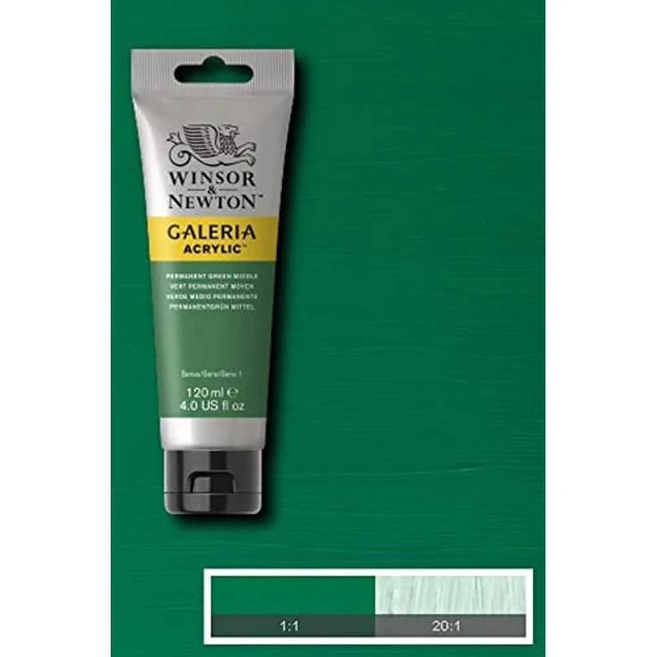 Winsor & Newton Galeria Acrylfarbe Permanentgrün Mittel, hohe Pigmentierung, lichtecht, buttrige Konsistenz, 120 ml Tube – Bild 2
