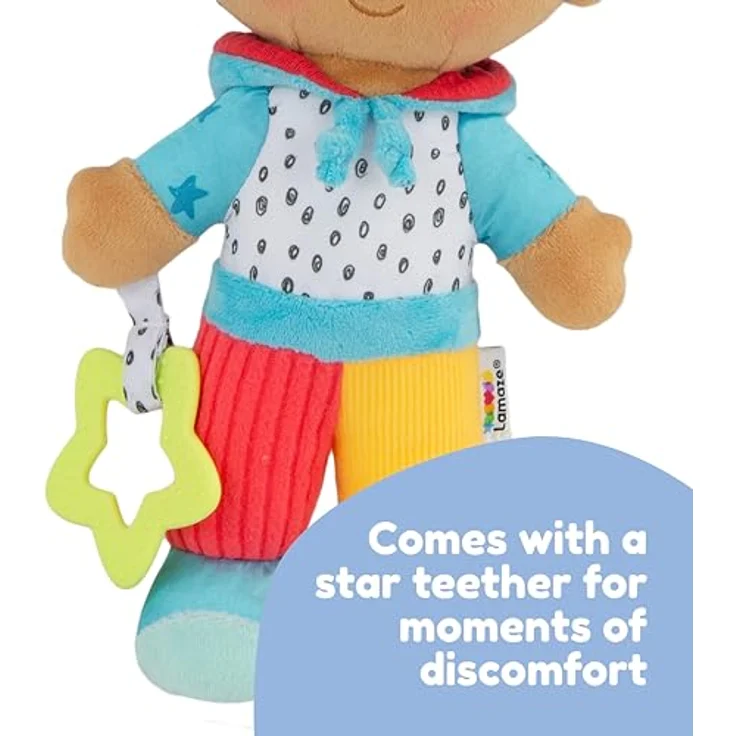 Lamaze Plüschfigur Mein Freund Lucas, interaktives Kuscheltier mit Knisterschuhen, Chime und Sternform Beißring – Bild 3