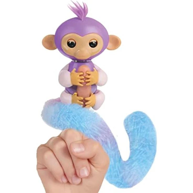 Fingerlings Snuggle Tails Coco, interaktiver lila Affe mit flauschigem Schwanz, Mini-Bestie Chloe, Bürste und Aufklebern – Bild 1