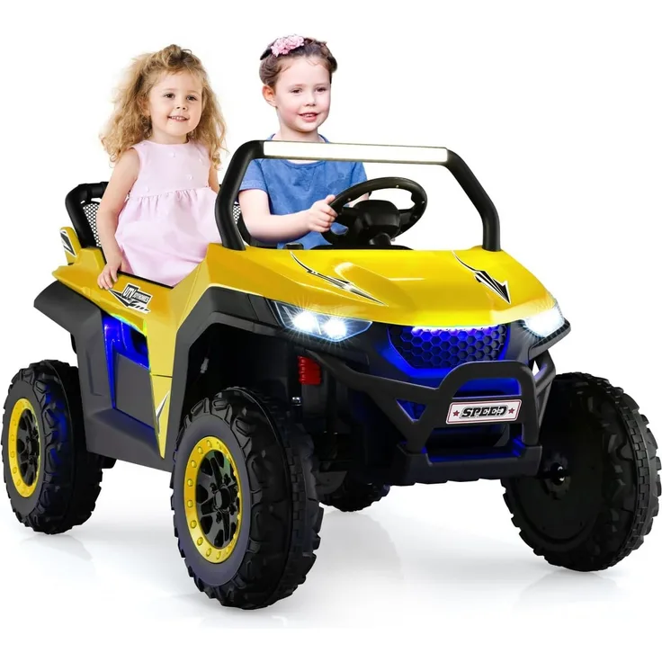 KOMFOTTEU Elektro-Kinderauto 12V, Gelb, mit 2,4 GHz Fernbedienung und LED-Scheinwerfern - Preisvergleich