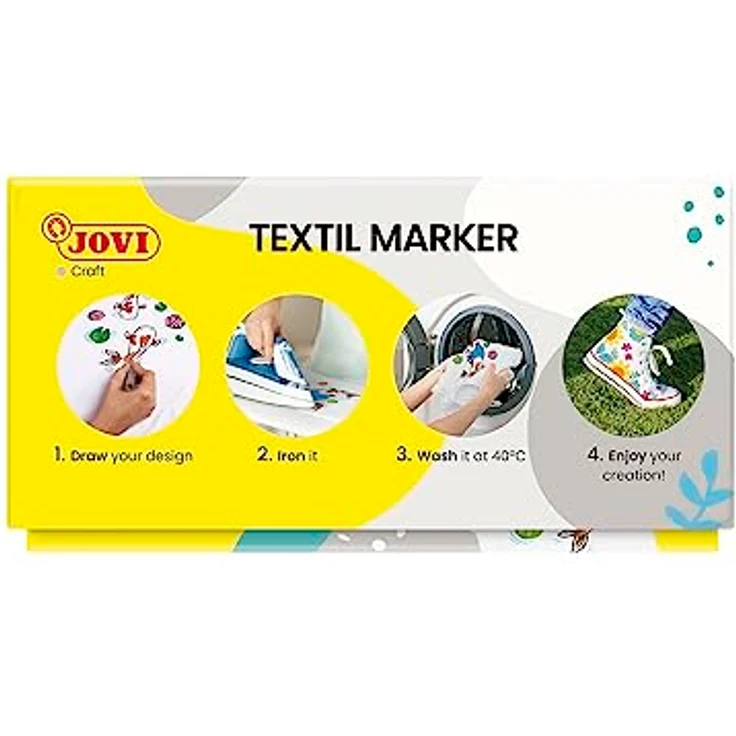 Jovi Jovidecor Textilmarker, 48 Stück in gemischten Farben, 4.8 mm Strichbreite, wasserbasierte Tinte, Bügel-Fixierung – Bild 6