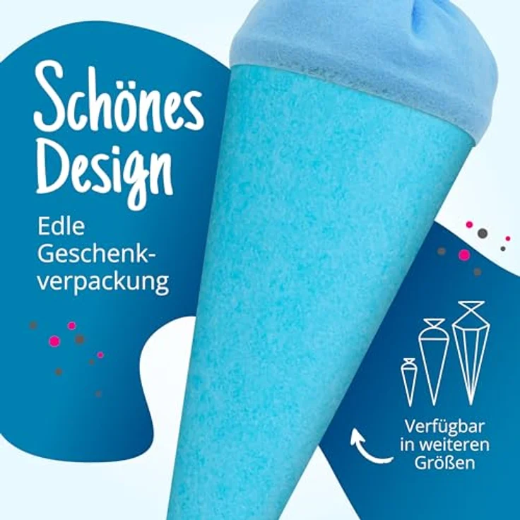 itenga Bastelschultüte Geschwister 35cm, Schultütenrohling mit Filzverschluss, hellblau/pazifikblau – Bild 4