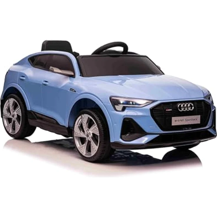 Beneo Motors Elektrisches Kinderauto Audi E-tron Sportback 12V, blau, mit breitem Einzelsitz, Dreipunkt-Sicherheitsgurt, 2,4 GHz Fernbedienung, USB/AUX-Eingang, Federung und LED-Beleuchtung – Bild 1