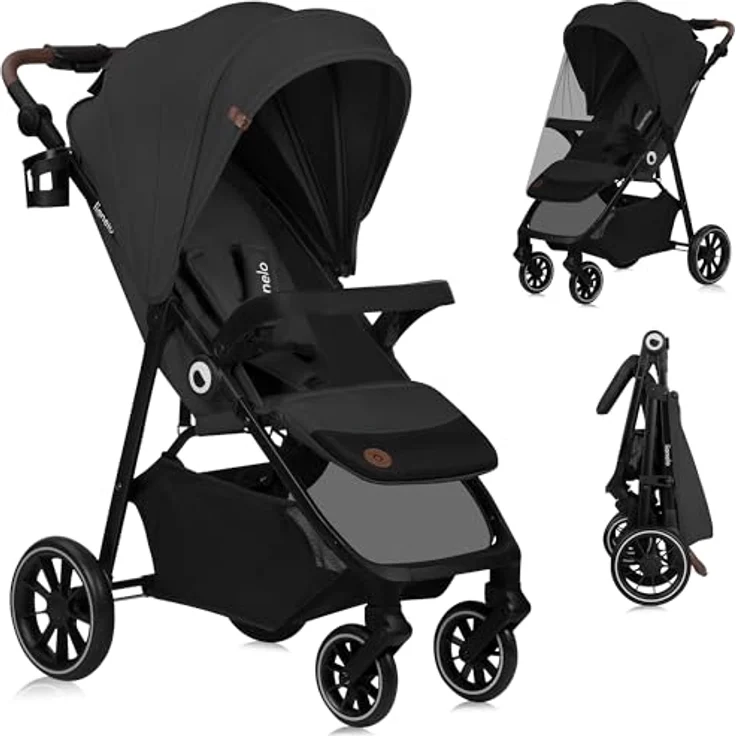 Lionelo EMMA ONE Buggy - Schwenkbare 360 Räder, Vollfederung, Einhändig klappbar, Verstellbare Rückenlehne und Fußstütze, XXL-Verdeck UPF50+ – Bild 1
