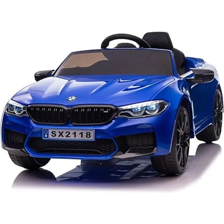 FINOOS BMW M5 Kinder Elektroauto 24V, 2,4GHz Fernbedienung, Gummireifen, Ledersitz, Musik & LED-Beleuchtung, blau, für 1-6 Jahre