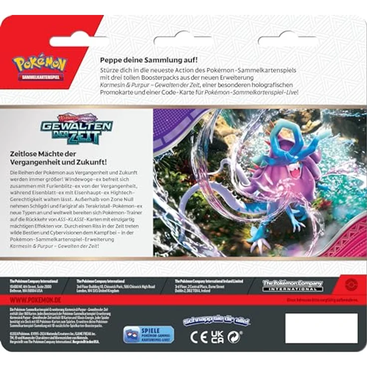 Pokémon Pokémon-Sammelkartenspiel: 3er-Pack Karmesin & Purpur – Gewalten der Zeit: Mopex (Blau) - mit holografischer Promokarte und brandneuen Pokémon-ex-Karten – Bild 2