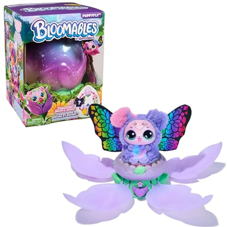 Hatchimals Bloomables Puppyfly, Interaktives Spielzeug mit doppelter Verwandlung, über 100 Geräuschen, rosa und zartviolett