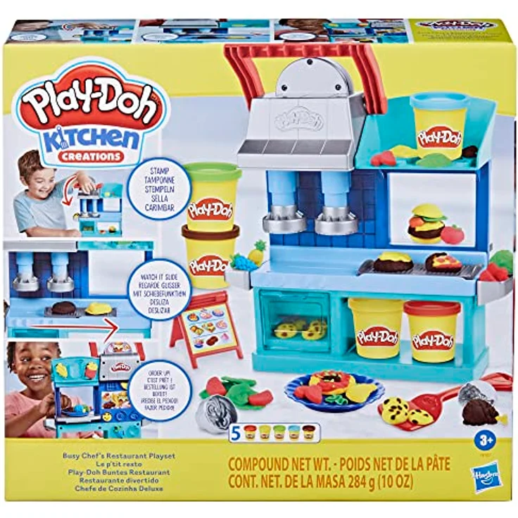 Play-Doh Kitchen Creations Buntes Restaurant, 2-seitiges Küchenspielset, Set für Mädchen und Jungen – Bild 2