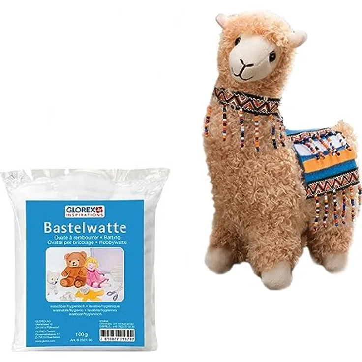 Glorex 04811-1K - Komplettset Kuscheltier zum Selberstopfen, Lama, Beige, ca. 23 cm, inkl. 100 g Watte, zum Basteln und Kuscheln