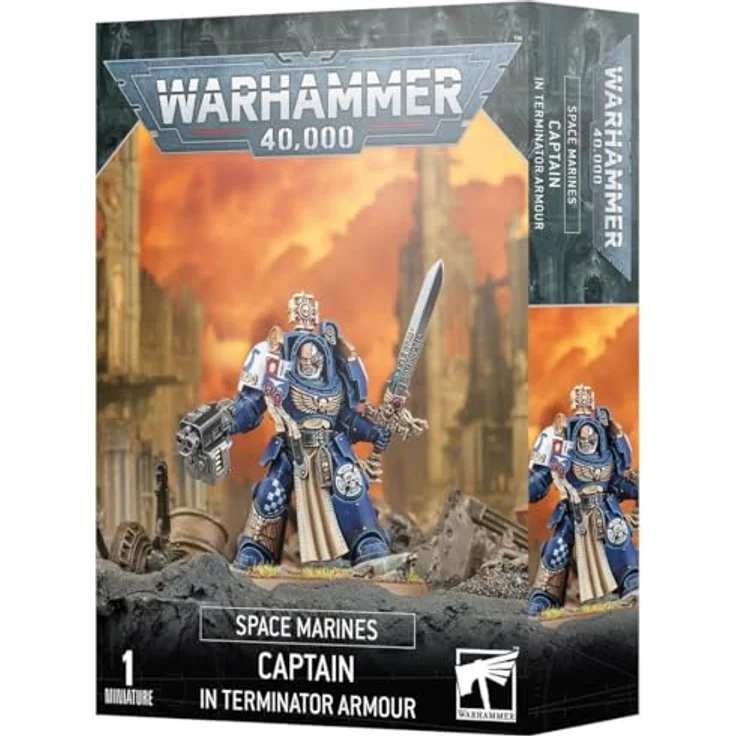 Games Workshop Warhammer 40.000 Space Marines: Kapitän in Terminator-Rüstung, Schwarz - detailliert gearbeitet und handbemalt, Sammelfigur – Bild 2
