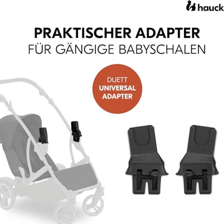 hauck Universal Adapter für Duett 2 und Duett 4 zur Befestigung von Babyschalen (Cybex, Kiddy, Joie, Kinderkraft, Maxi-Cosi), Kinderwagen Reisesystem (Schwarz) – Bild 2
