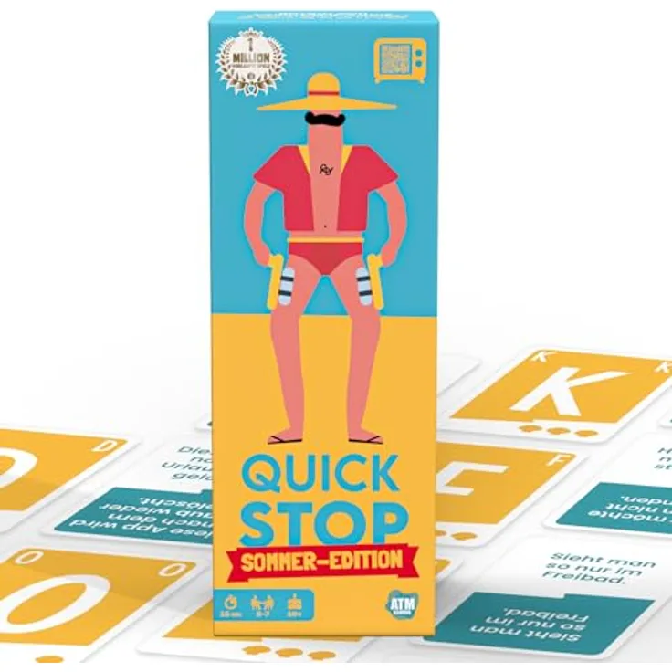 ATM GAMING Quickstop - Das Buchstaben-Duell - Sommer-Edition mit 240 Sommerkategorien, wasserfesten Karten für Freizeit und Urlaub