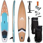 Apollo SUP Board Infinity Pro, aufblasbar 365 x 15 cm, inklusive verstellbarem Aluminium-Paddel und Sicherheits-D-Ring