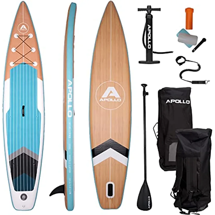 Apollo SUP Board Infinity Pro, aufblasbar 365 x 15 cm, inklusive verstellbarem Aluminium-Paddel und Sicherheits-D-Ring