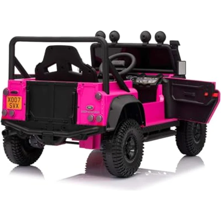 Beneo Elektrisches Kinderfahrzeug Land Rover Defender 110 SVX 12V, rosa, 4X4-Antrieb, LED-Lichter, Bluetooth, 2,4-GHz-Fernbedienung, Lithium-Akku, 4 x 25W-Motor, originale Lizenz – Bild 4