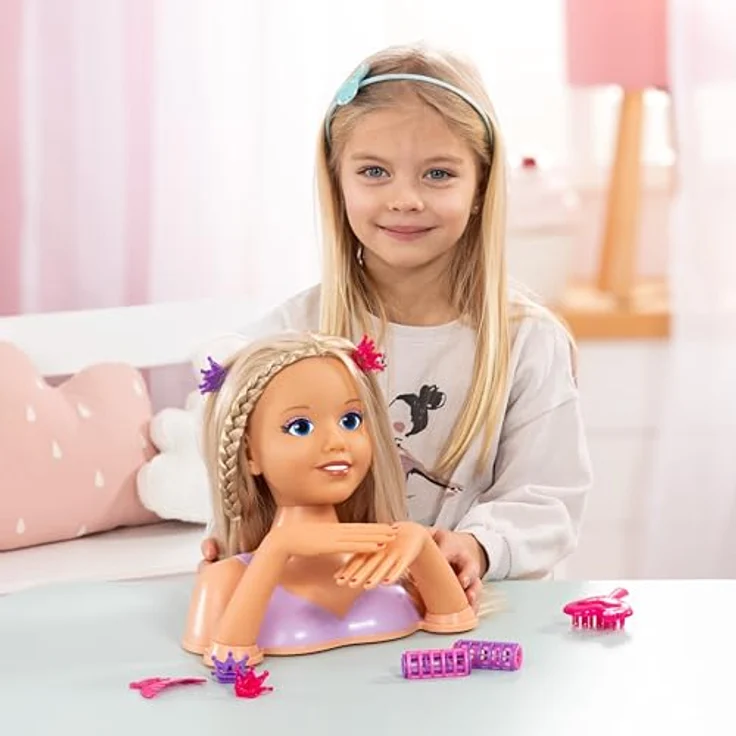 Bayer Frisier- & Schminkkopf, 25 cm, mit beweglichen Händen und Make-Up, Schminkkopf in liebevoller Gestaltung – Bild 6