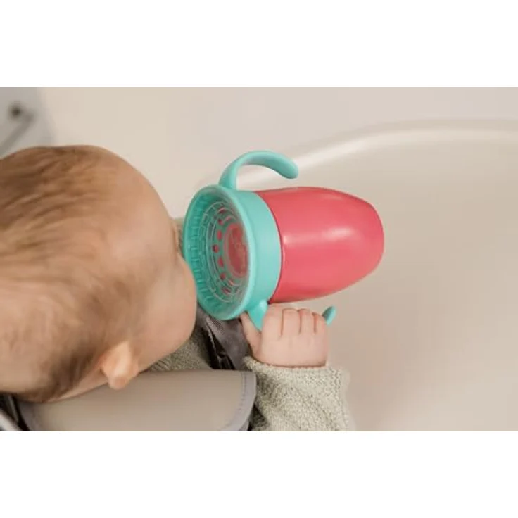 Nuby Rundum-Wasserflasche, 210 ml, auslaufsicher, BPA-frei, spülmaschinenfest, für 4 Monate plus, 2 Stück, Rosa/Orange – Bild 5