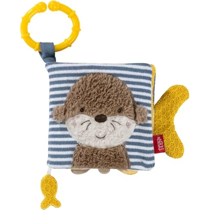 Fehn Greifspielzeug Otter Theo, Fühlbuch mit Quietsche, Spiegel und Greifring für Babys und Kleinkinder ab 0 Monaten – Bild 1