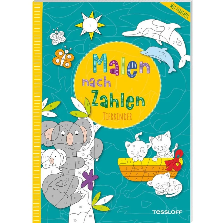 Tessloff Verlag Malen nach Zahlen - Tierkinder Malvorlagen mit Ausklappbarer Farbtafel, ab 4 Jahren – Bild 1